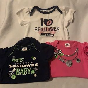 3 girls Seattle Seahawks onesies